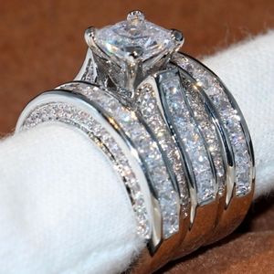 NEW 18K White Gold Diamond 3PC Engagement Ring Set